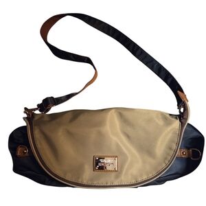 Wakati Blue And Gold Zippered Messenger Bag With Shoulder Strap And Front Zipper